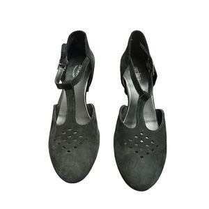 Women's Arche Picto Wedge Heel Sandals Noir Black Suede Leather Size 38 (7.5)